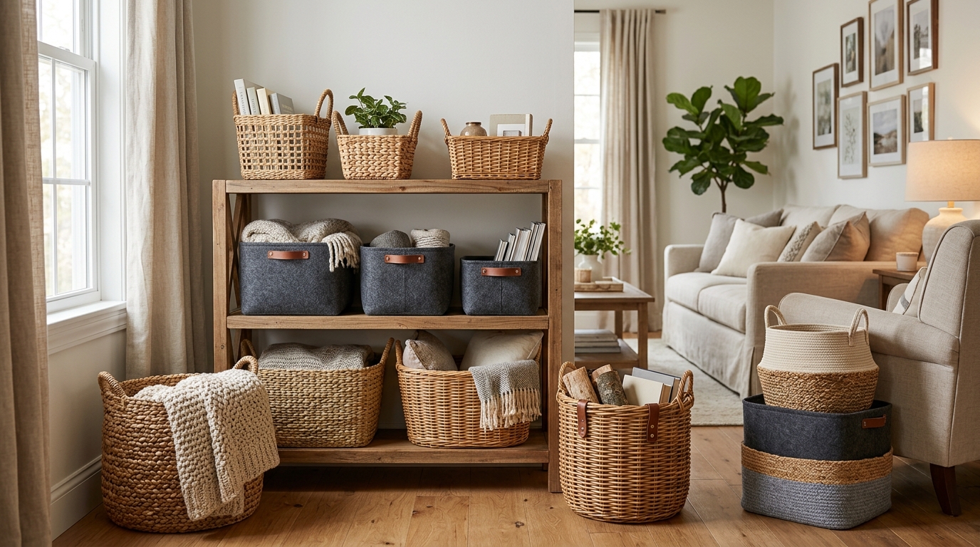 Decorative Baskets and Bins for Home Organization